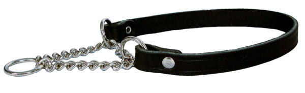 Alac Läderhalsband Halvstryp Svart 18mmx45cm