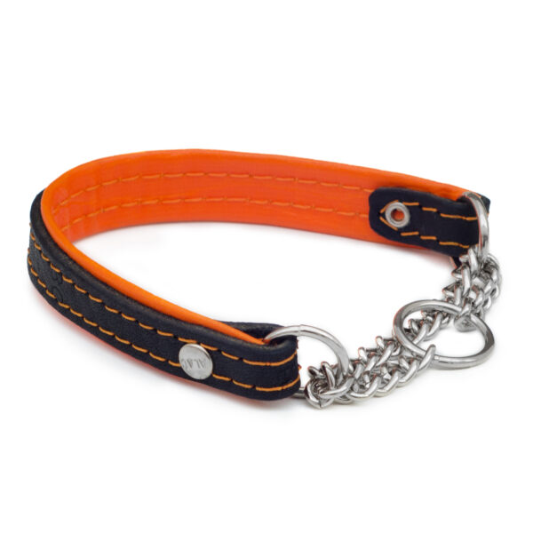 #Alac Läderhalsband Halvstryp Orange 18mmx45cm