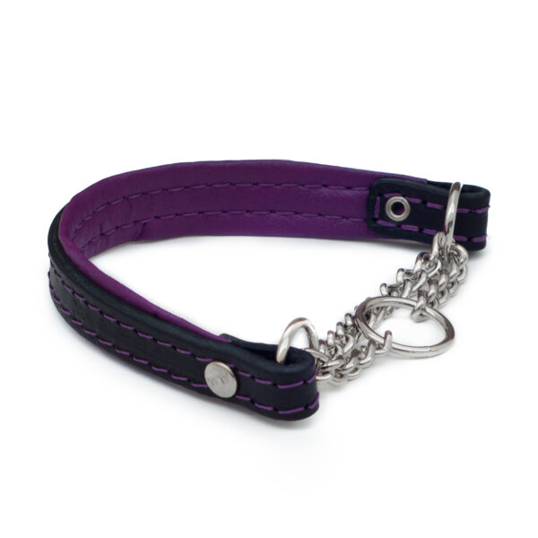 #Alac Läderhalsband Halvstryp Lila 18mmx60cm