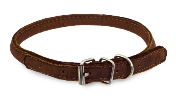 Collar Läderhalsband Soft Ställbart Brun 8mmx25-33cm