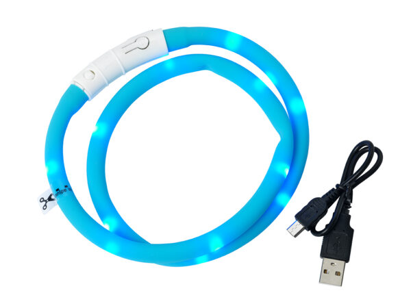 Dogman Blinkhalsband LED Turkos 65cm