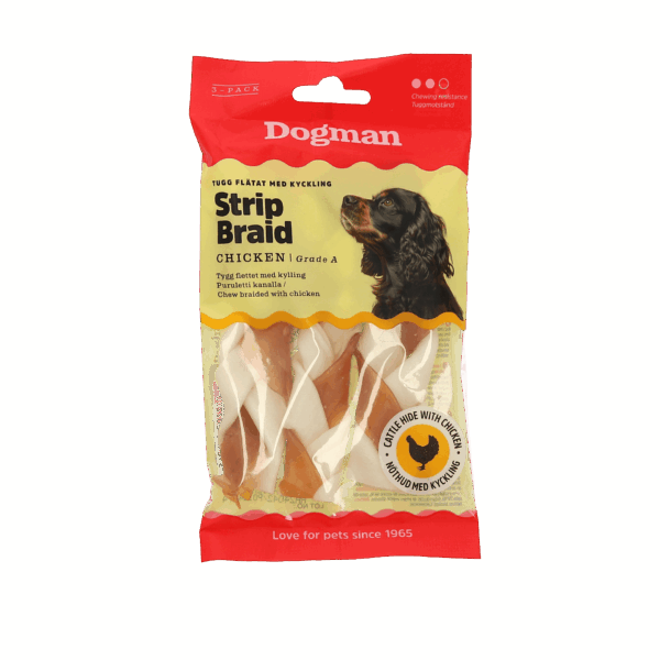 Dogman Tugg Flätat med Kyckling 3p Vit 12,5cm