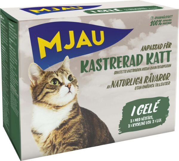 Mjau Multibox Kött o Fisk i gelé 8x85g