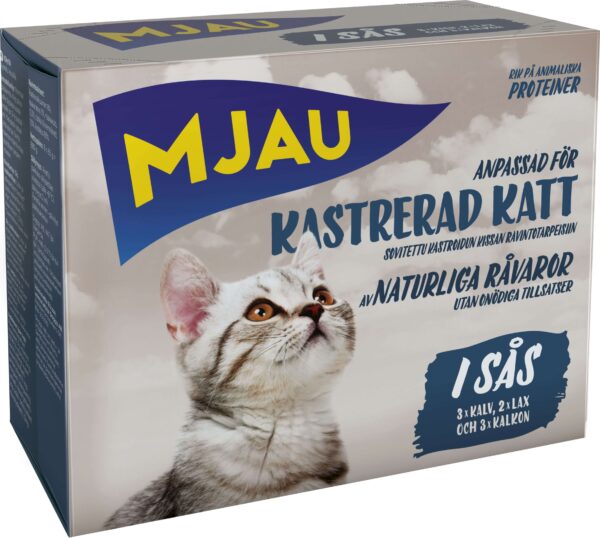 Mjau Multibox Kött o Fisk i sås 8x85g