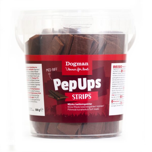 Dogman PepUps Strips Biff 500g