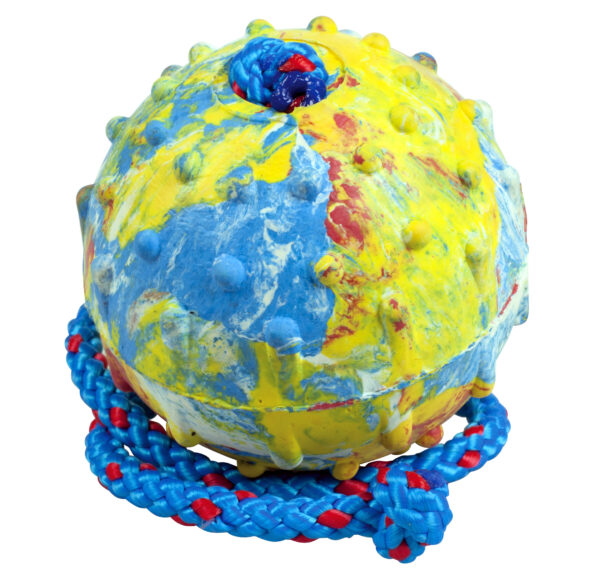 Hundleksak Boll gummi m långt reph Gappay